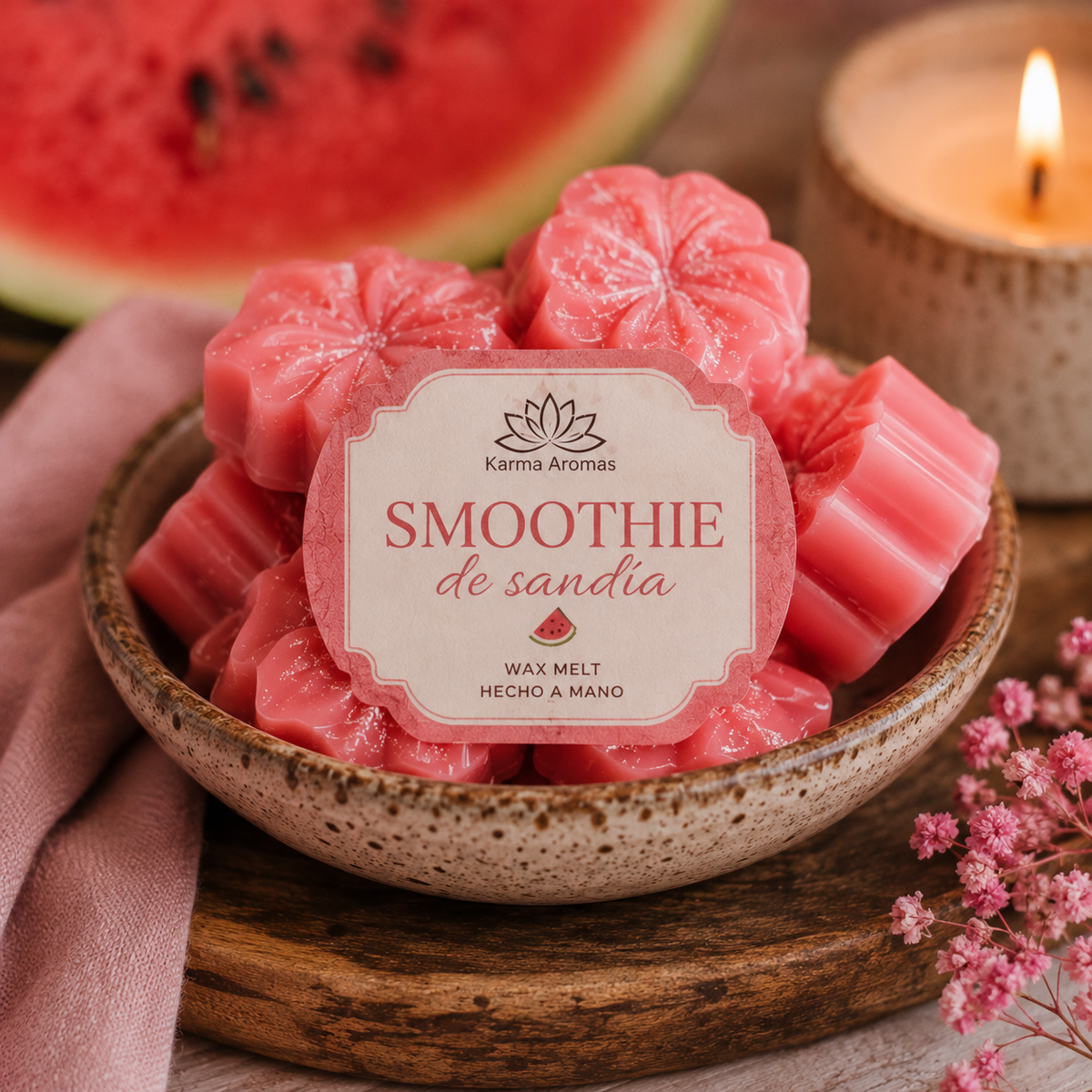 Wax Melt Artesanal - Smoothie de Sandía